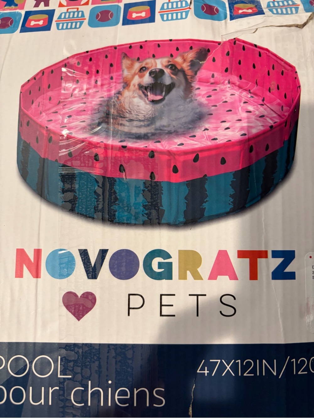 Novogratz Pets Pink Watermelon Dog Pool
